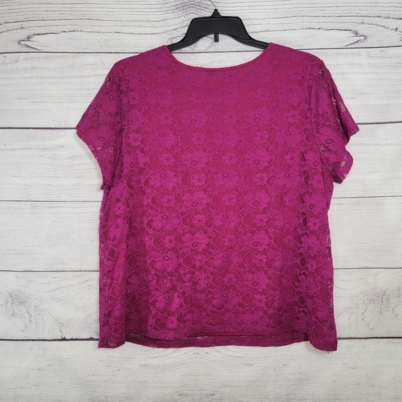 Boutique Plus Fuchsia Stretch Lace Top with Lining Sz 1X - Picture 6 of 6